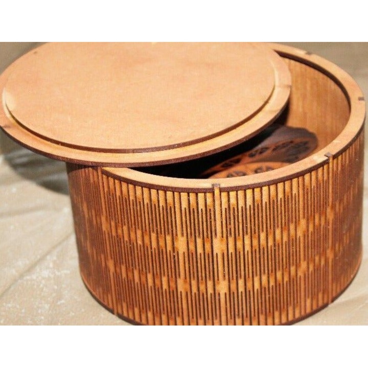 Cutie depozitare, Intrahome, Round Flex Box, 35x40cm, plywood 3mm-4mm, fabricata in Grecia