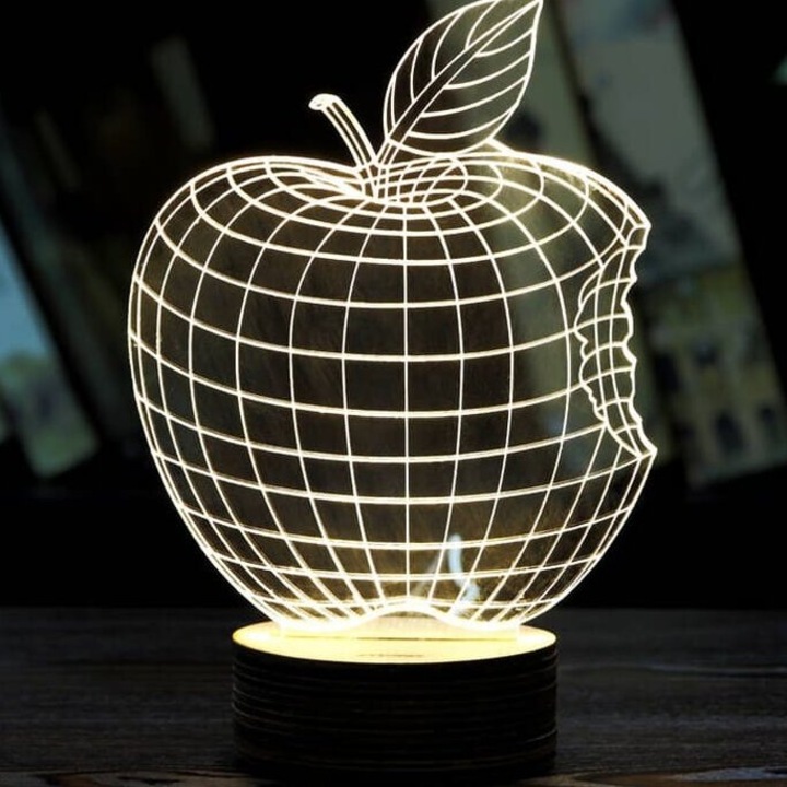 Lampa 3D iluzie optica mar, Intrahome, plywood 3mm-4mm, 20x20cm, fabricata in Grecia