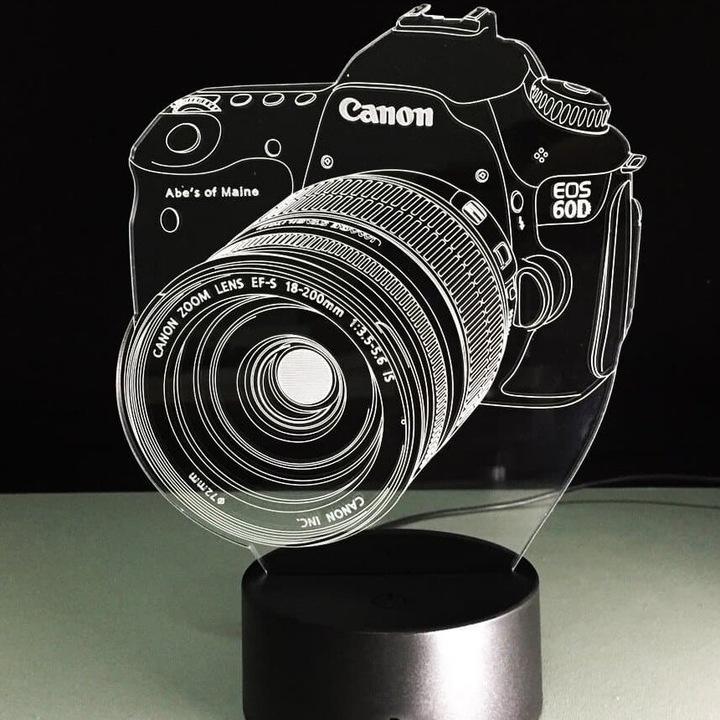 Lampa LED 3D iluzie camera, Intrahome, plywood 3mm-4mm, 35x40 cm, fabricata in Grecia