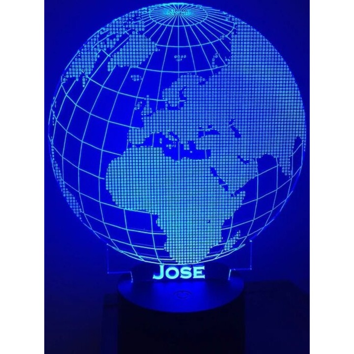 Lampa LED 3D Iluzie Glob Pamant, Intrahome, Plywood 3mm-4mm, 12x15 cm, Set