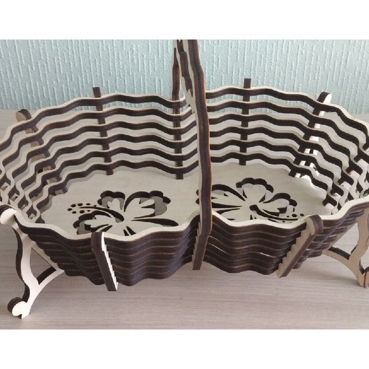 Cos de servire, Intrahome, din plywood 3mm-4mm, 25x25cm, fabricat in Grecia