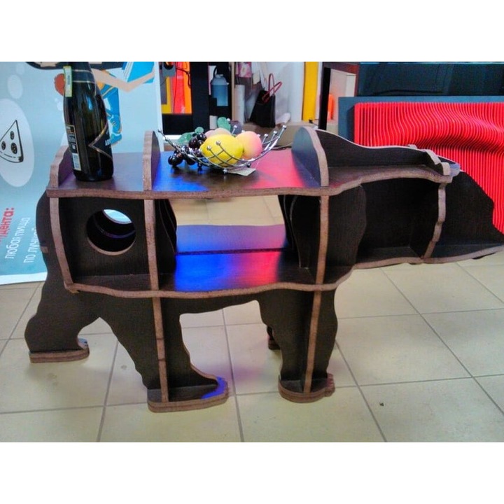 Masa Bear din plywood 3mm-4mm, Intrahome, 50x60 cm, set de mobilier pentru living si biblioteci