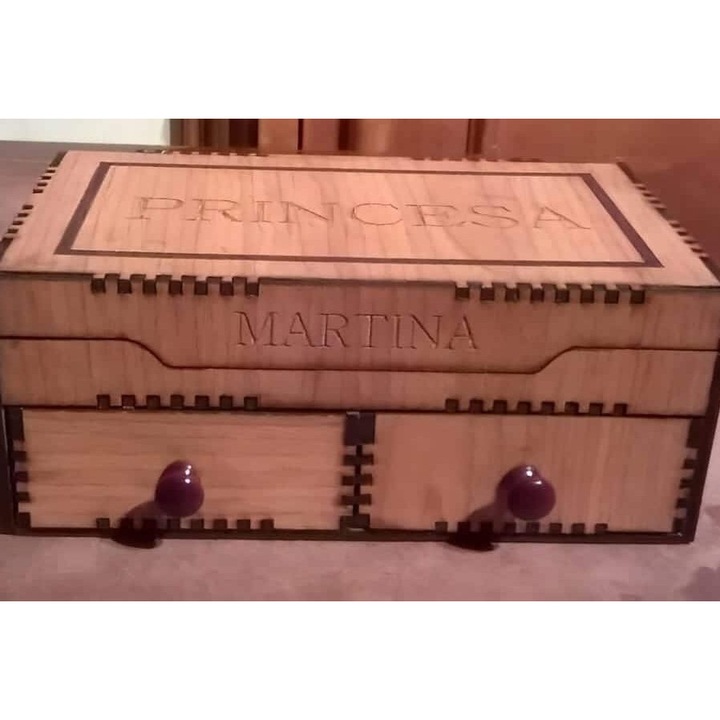 Suport documente, Intrahome, caseta cu doua sertare, 35x40cm, plywood 3mm-4mm, fabricat in Grecia