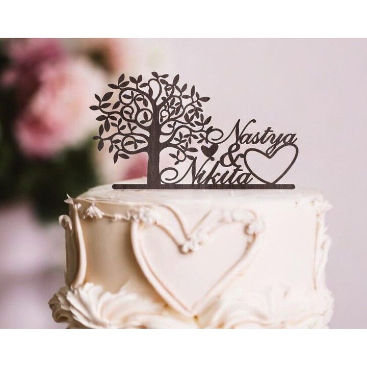 Accesorii pentru petrecere, Intrahome, topper tort, 20x25 cm, plywood 3mm-4mm, fabricat in Grecia