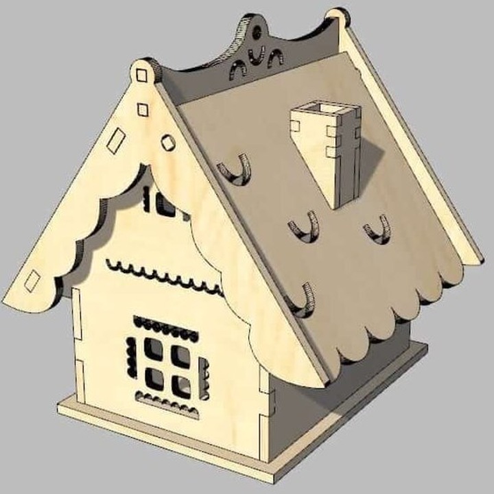 Miniatura din plywood, Intrahome, 35x40cm, 3mm-4mm, decorativa pentru Craciun