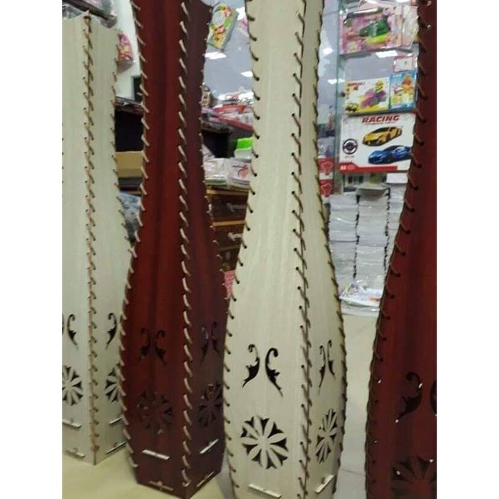 Vaza decorativa, Intrahome, plywood 3mm-4mm, 30x30cm, stil arabesc, cu flori