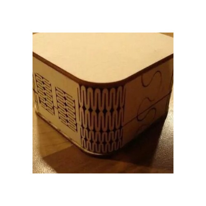 Cutie puzzle din placaj de lemn, Intrahome, 10x10 cm, 3mm-4mm, fabricata in Grecia