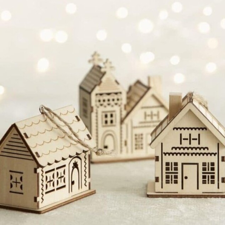 Puzzle 3D Casa Mica din Lemn, Intrahome, Plywood 3mm-4mm, 50x60 cm, Fabricat in Grecia