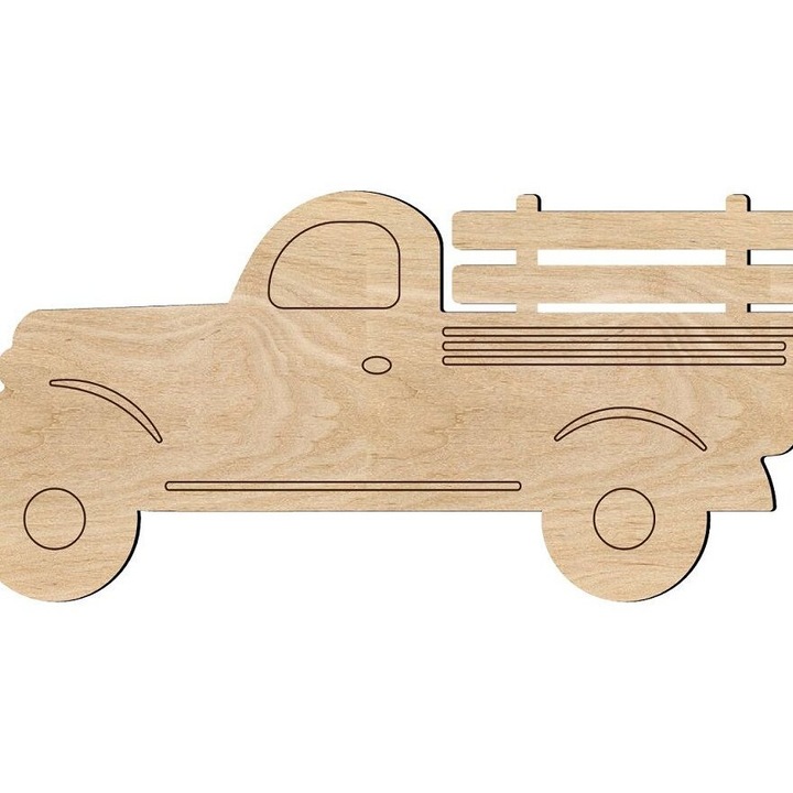 Accesorii decorative, Intrahome, forma din lemn Pick Up Truck, 3mm-4mm, 20x20 cm, fabricat in Grecia