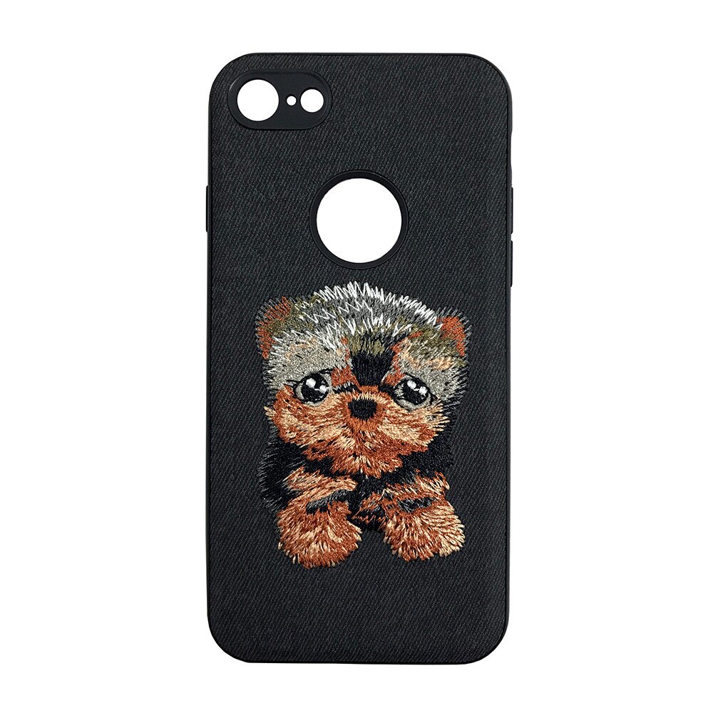 Carcasa Lemontti Embroidery Negru pentru iPhone 7