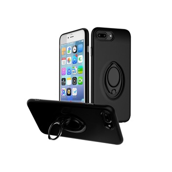 Husa cu stand metalic si inel pentru suport magnetic iPhone 7+ / 8+, negru Husa cu stand metalic si inel pentru suport magnetic iPhone 7+ / 8+, negru