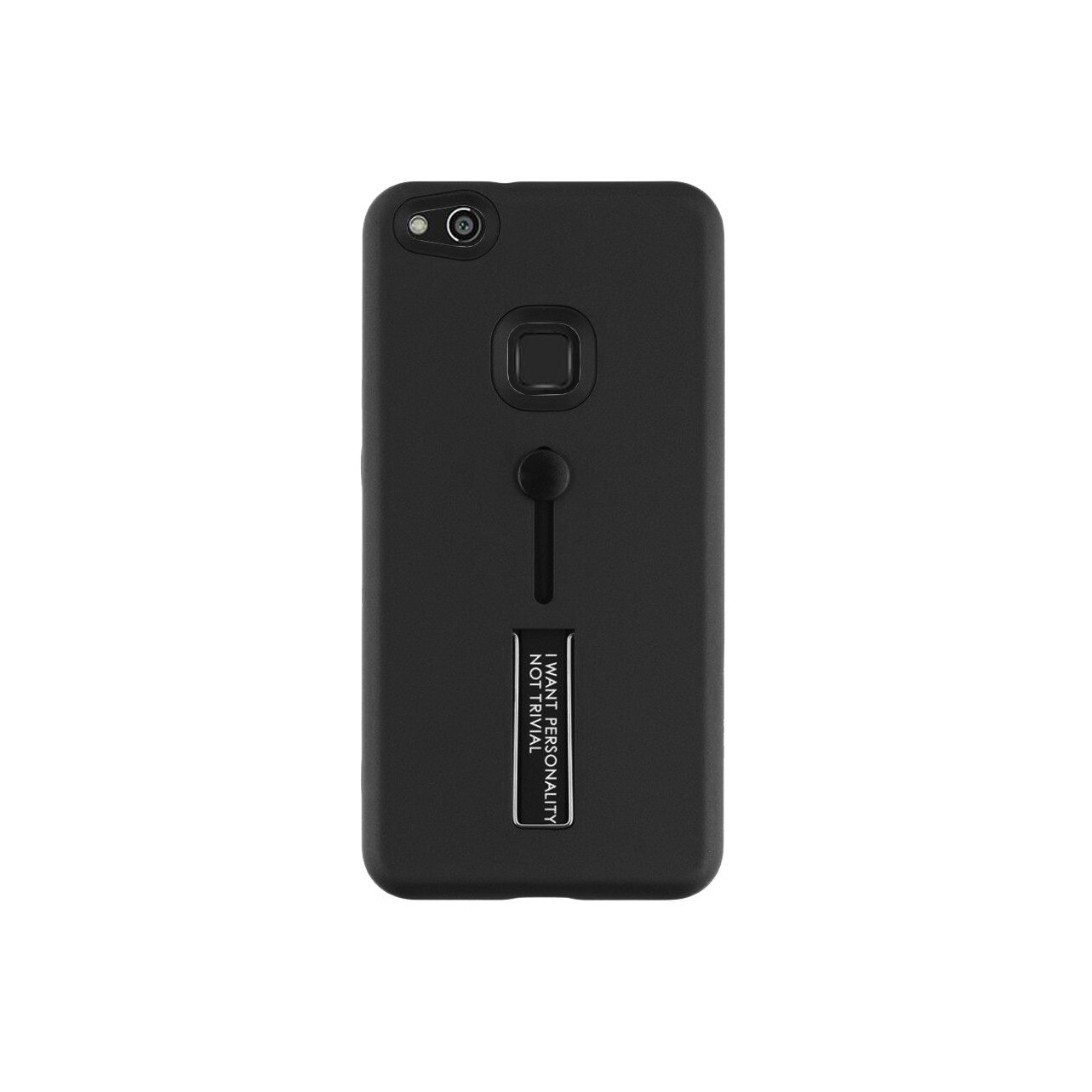 Husa hibrid cu picior stand metalic si inel de sustinere din silicon pentru Huawei P10 LITE, negru