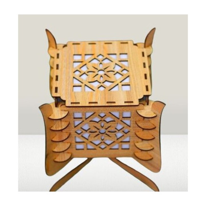 Veioza florala din plywood, Intrahome, 3mm-4mm, 15x15cm, pentru decorare interioara