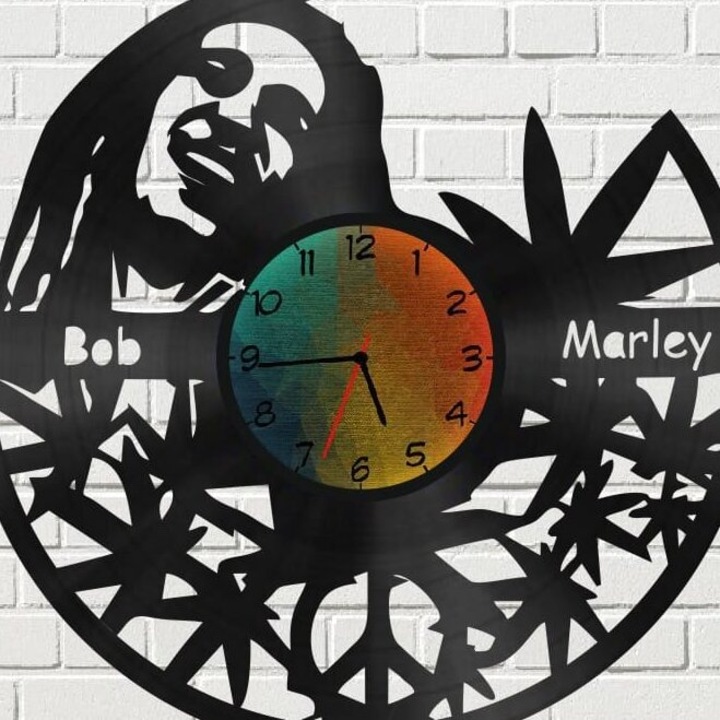 Ceas decorativ, Intrahome, Bob Marley, 35x40cm, plywood 3mm-4mm, set