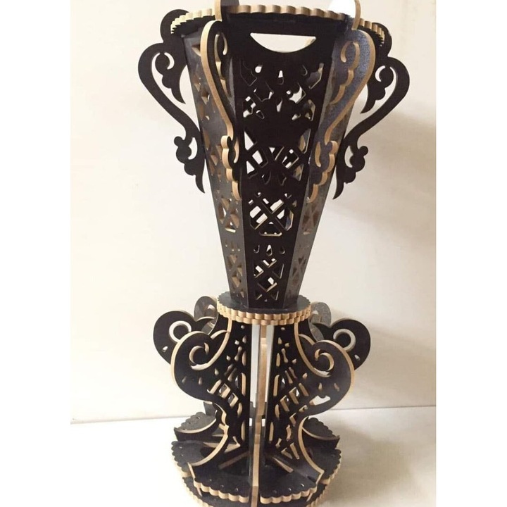 Vaza decorativa, Intrahome, plywood 3mm-4mm, 10x10 cm, Bazo Louloudi