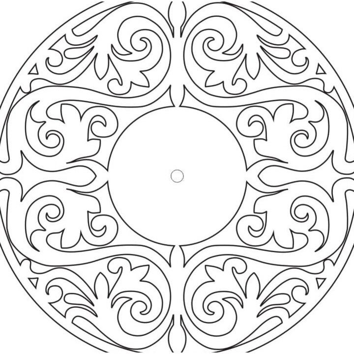 Ceas decorativ, Intrahome, roata de perete cu motiv floral, 30x30cm, plywood 3mm-4mm