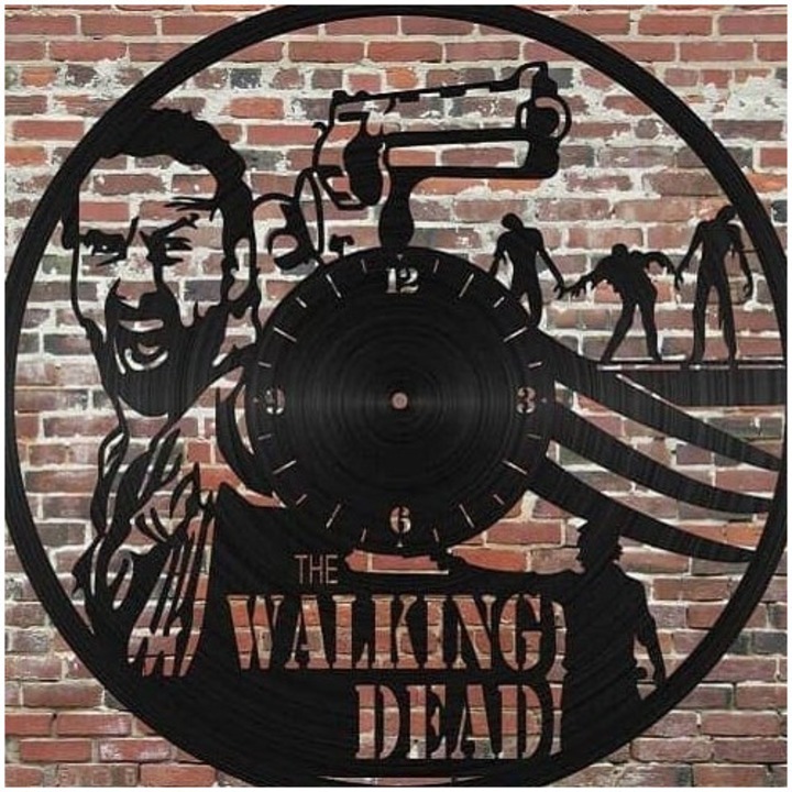 Ceas decorativ Intrahome, The Walking Dead, 40x45 cm, plywood 3mm-4mm, multicolor