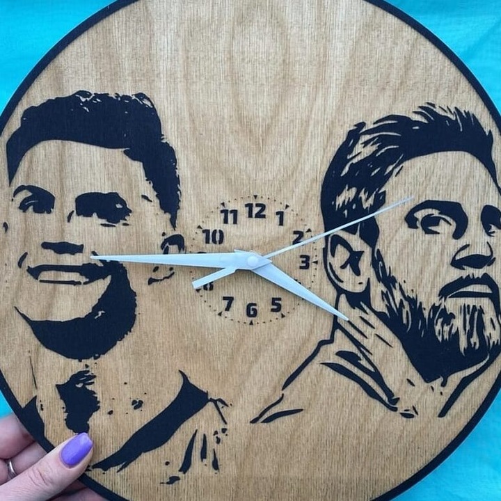 Ceas decorativ, Intrahome, roata de lemn, 40x40 cm, din plywood 3mm-4mm, pentru decorare personalizata