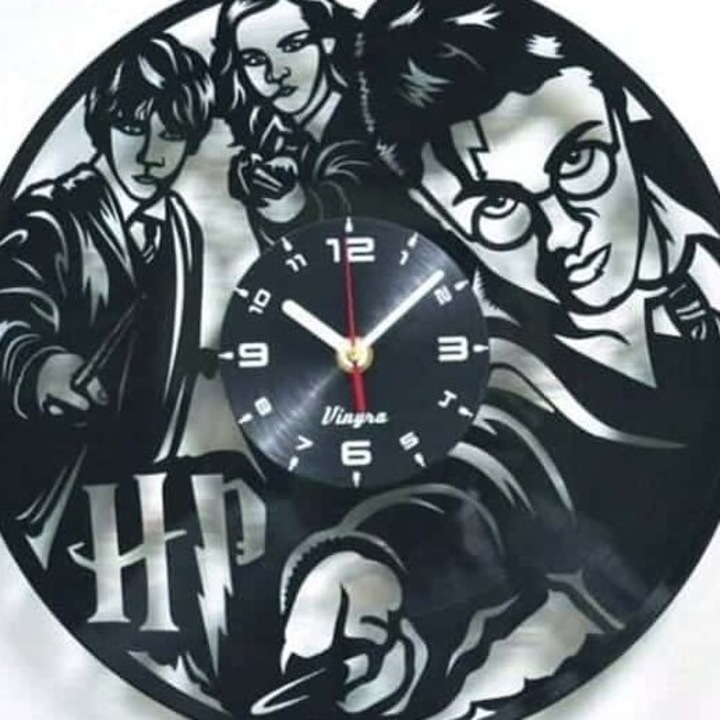 Ceas decorativ, Intrahome, plywood 3mm-4mm, 12x15cm, pentru fani Harry Potter