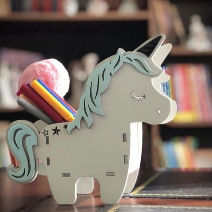 Placi lemn, Intrahome, plywood 3mm-4mm, 10x10 cm, model Unicorn Horse