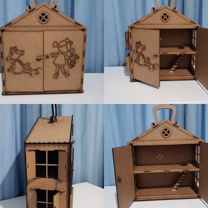 Casuta de papusi, Intrahome, din plywood 3mm-4mm, 30x35 cm, pentru fetite