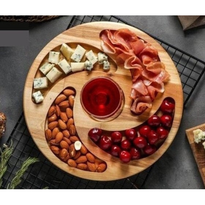 Platou de bucatarie, Intrahome, plywood 3mm-4mm, 40x45cm, set cu forme circulare si patrate