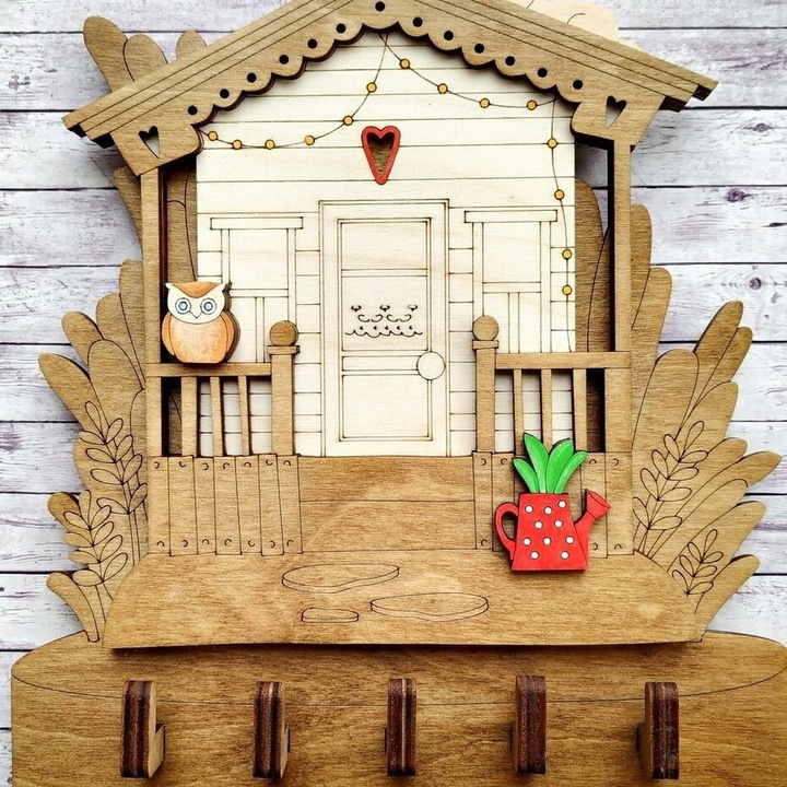 Cutie pentru chei, Intrahome, plywood 3mm-4mm, 15x15cm, fabricata in Grecia