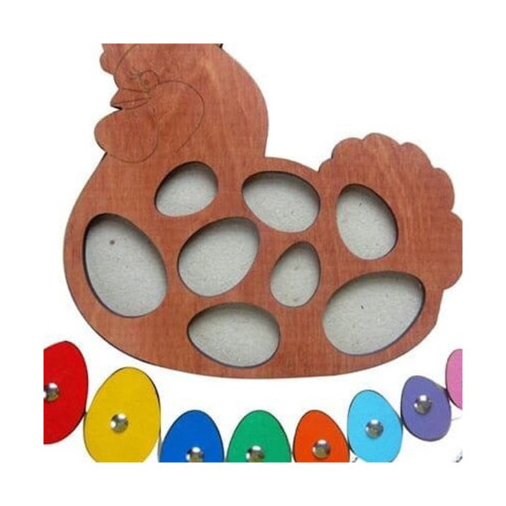 Tabla puzzle din plywood, Intrahome, 50x60 cm, 3mm-4mm, design cu manere