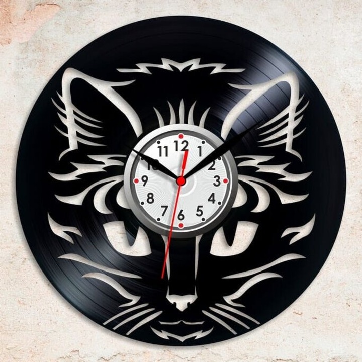 Ceas decorativ, Intrahome, rola din plywood 3mm-4mm, 40x40 cm, design personalizat