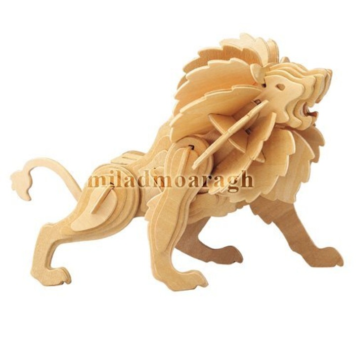 Puzzle Montelo 3D Lion, Intrahome, 30x30 cm, din plywood 3mm-4mm, set