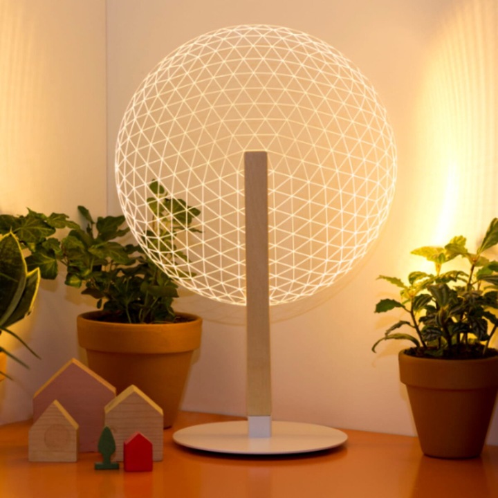 Lampa de masa, Intrahome, Globe Glow, 30x30 cm, din plywood 3mm-4mm, pentru decorare DIY