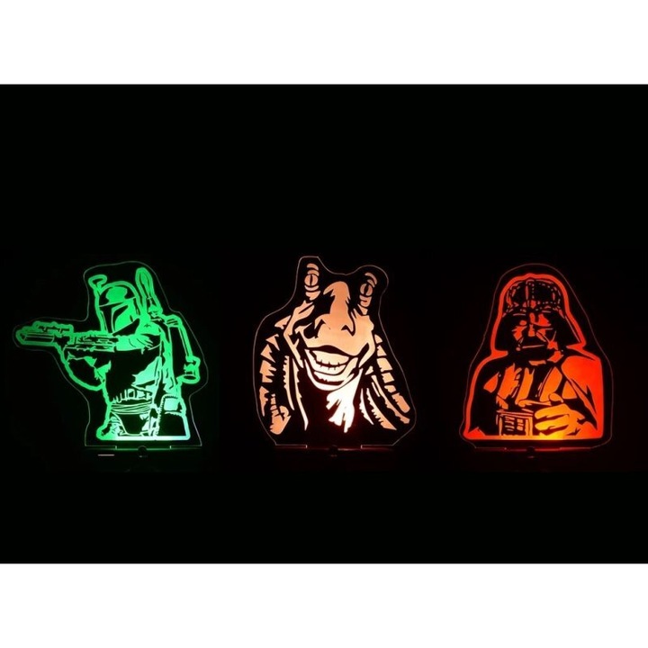 Lampa 3D Star Wars, Intrahome, 30x30 cm, din plywood, grosime 3mm-4mm, fabricata in Grecia