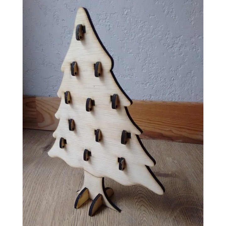 Calendar de Advent din lemn, Intrahome, 3mm-4mm, 20x20cm, decorativ, pentru proiecte DIY