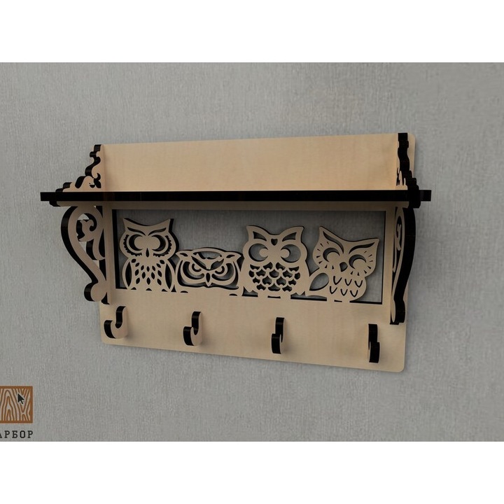 Rafturi din plywood, Intrahome, 3mm-4mm, 20x20cm, set de decorare cu crema de perete