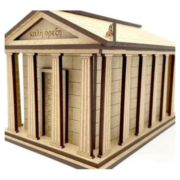 Model 3D din lemn Mini Parthenon, Intrahome, 25x25 cm, plywood 3mm-4mm, set decorativ