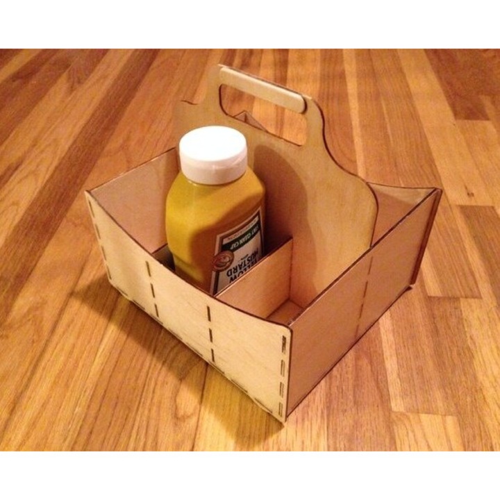 Caddy picnic, Intrahome, 30x30 cm, din plywood 3mm-4mm, fabricat in Grecia