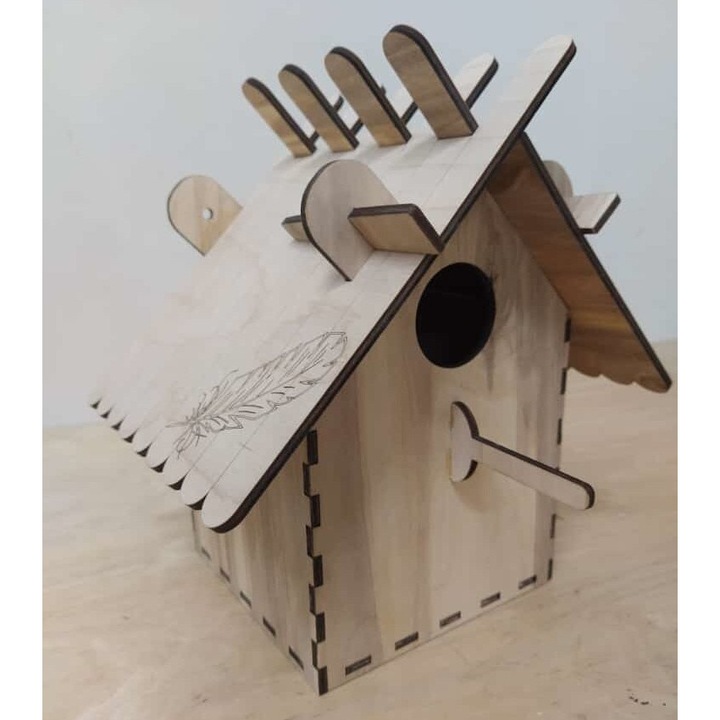 Cuib pentru pasari, Intrahome, plywood 3mm-4mm, decor de gradina, 30x30 cm