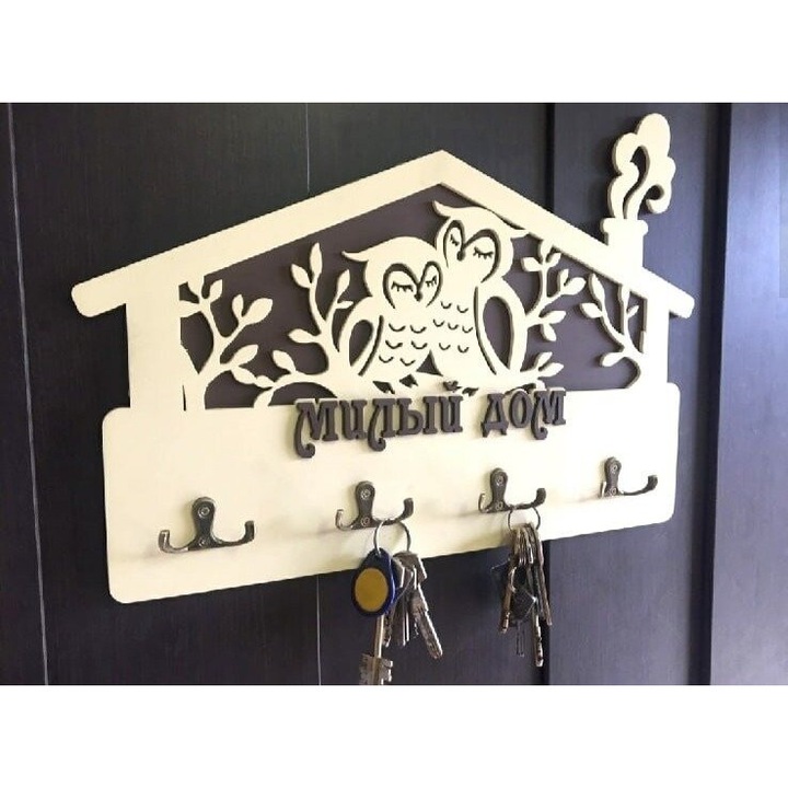 Cuiere din plywood, Intrahome, 3mm-4mm, 30x30cm, design bufnite, fabricat in Grecia