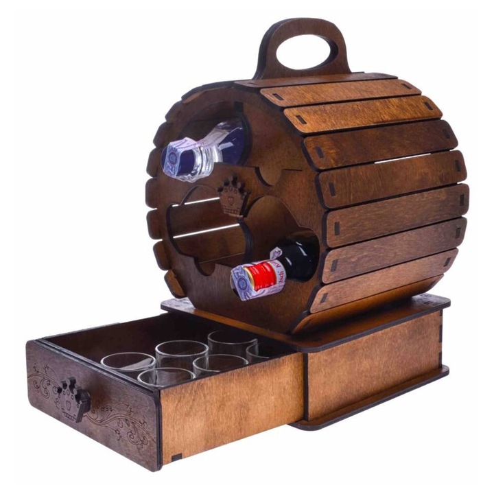 Accesorii decorative, Intrahome, mini bareli cu picioare, 30x30cm, plywood 3mm-4mm