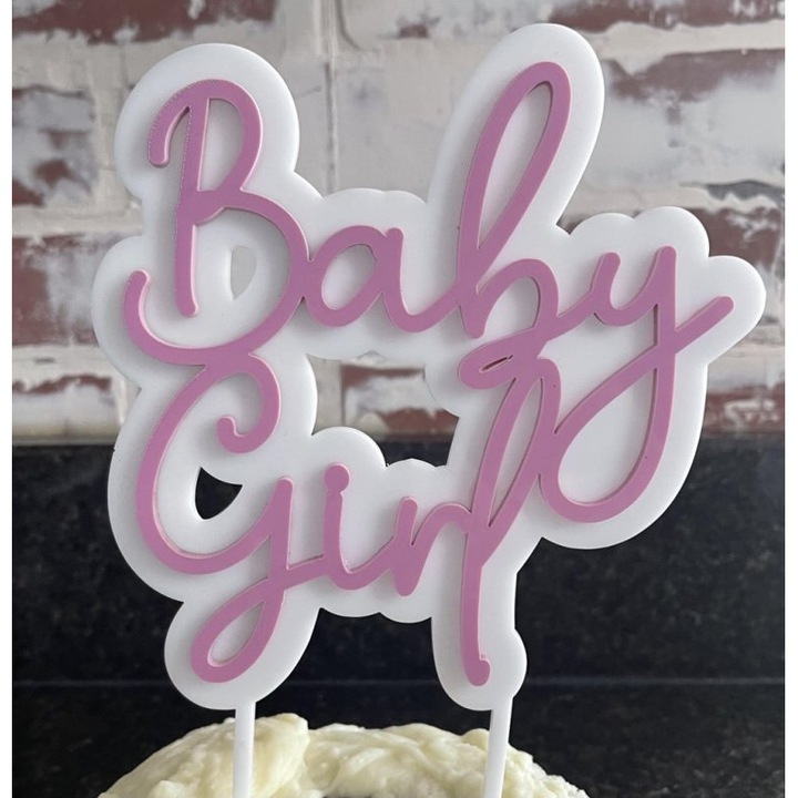 Accesorii pentru petrecere, Intrahome, Cake Topper Baby Girl, 3mm-4mm, 30x30cm