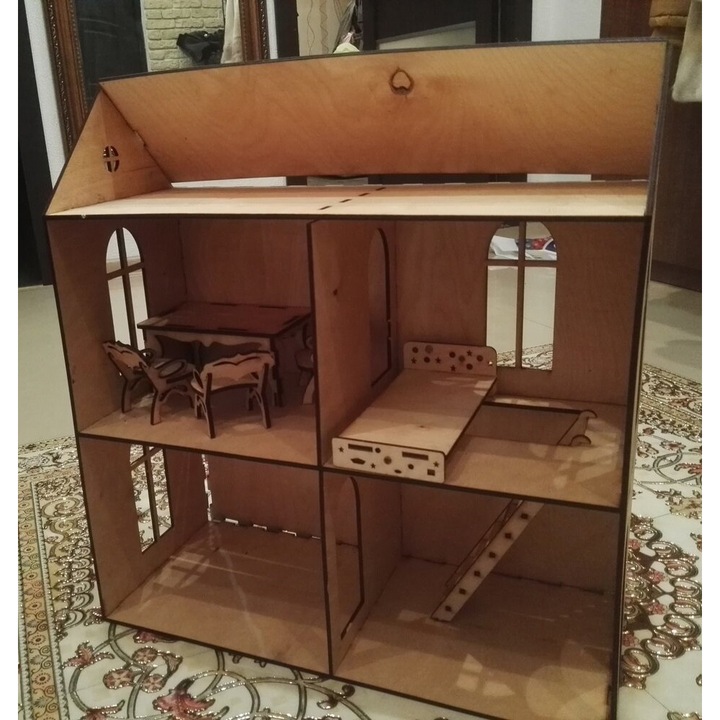 Set casute de papusi, Intrahome, plywood 3mm-4mm, dimensiune 20x20cm, fabricat in Grecia