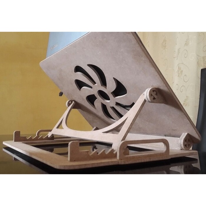 Stand de laptop Intrahome, plywood 3mm-4mm, 30x30cm, design personalizat, fabricat in Grecia