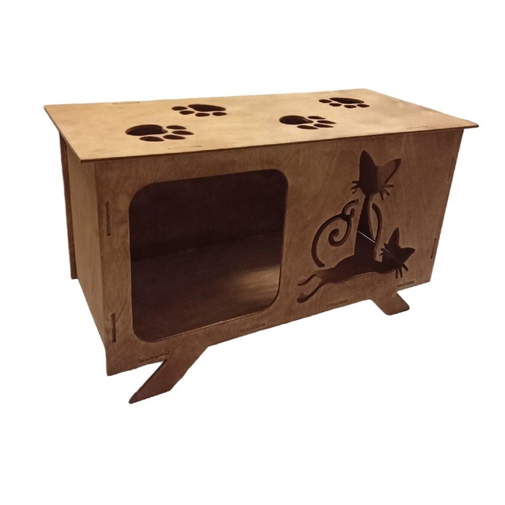 Casuta pentru pisici, Intrahome, placaj de mesteacan, 40x50cm, 4mm