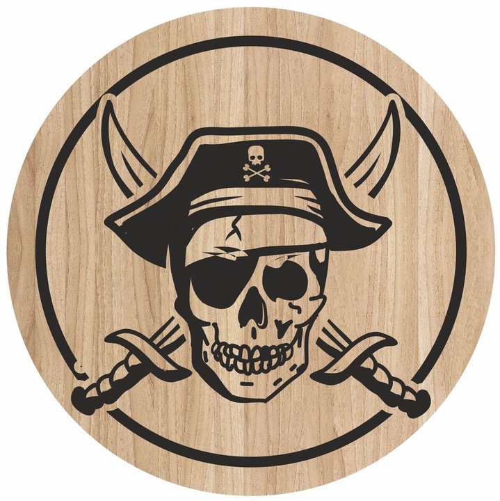 Tocator de bucatarie, Intrahome, Art Pirate Skull, 3mm-4mm, 30x30cm
