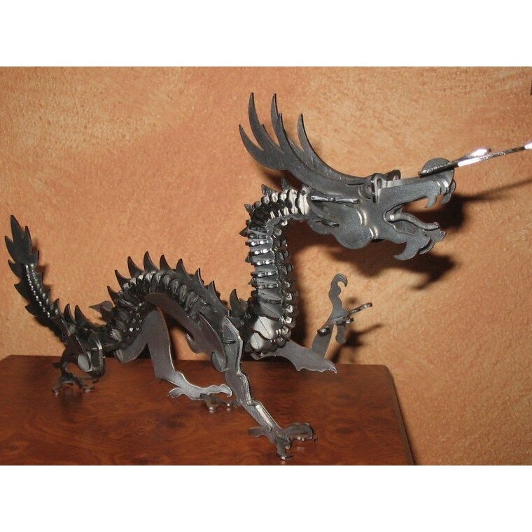 Puzzle 3D Dragon, Intrahome, plywood 3mm-4mm, 30x30cm, set - eMAG.ro