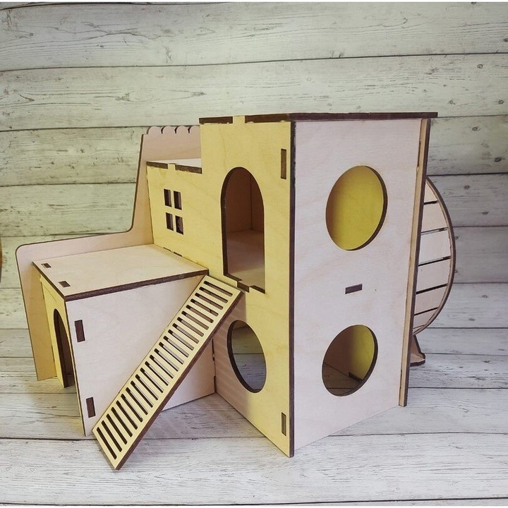 Cusca pentru hamster, Intrahome, 40x50cm, din plywood 3mm-4mm, design personalizabil