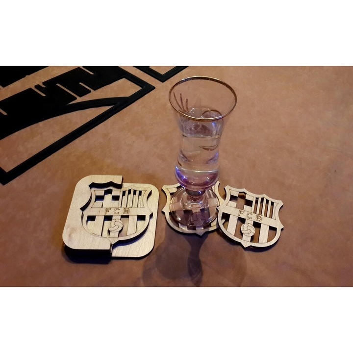 Suporturi bauturi, Intrahome, set 2 coasters, 3mm-4mm, 20x20cm, din plywood