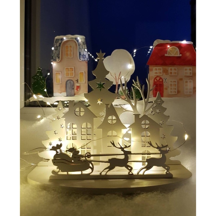 Accesorii decorative, Intrahome, plywood 3mm-4mm, 30x30cm, set diakosmeses Craciunesti