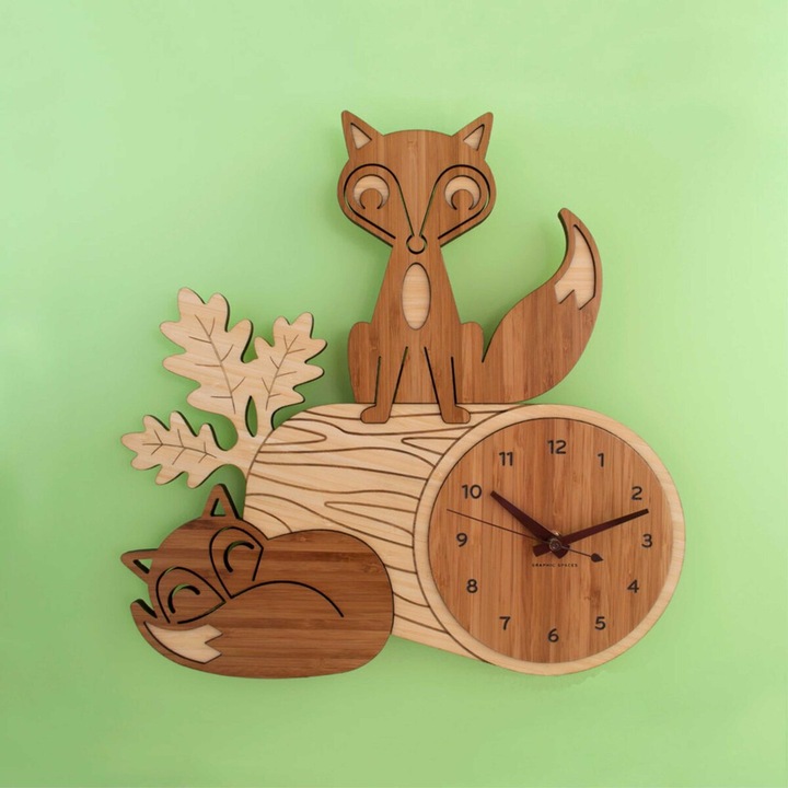 Ceas decorativ, Intrahome, plywood 3mm-4mm, 30x30 cm, cu alepou