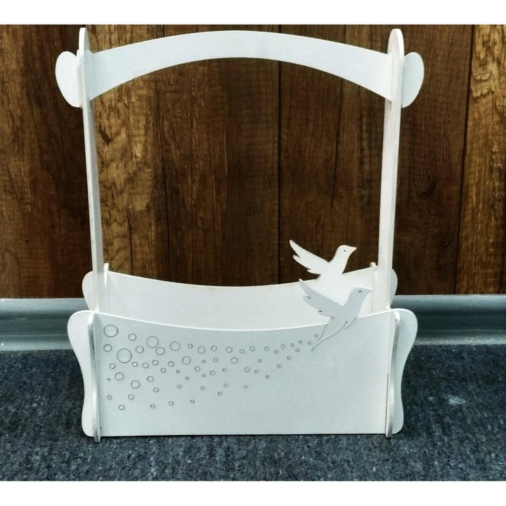 Cos din lemn de placaj 3mm-4mm, Intrahome, 30x30 cm, pentru decorare, cadou personalizat